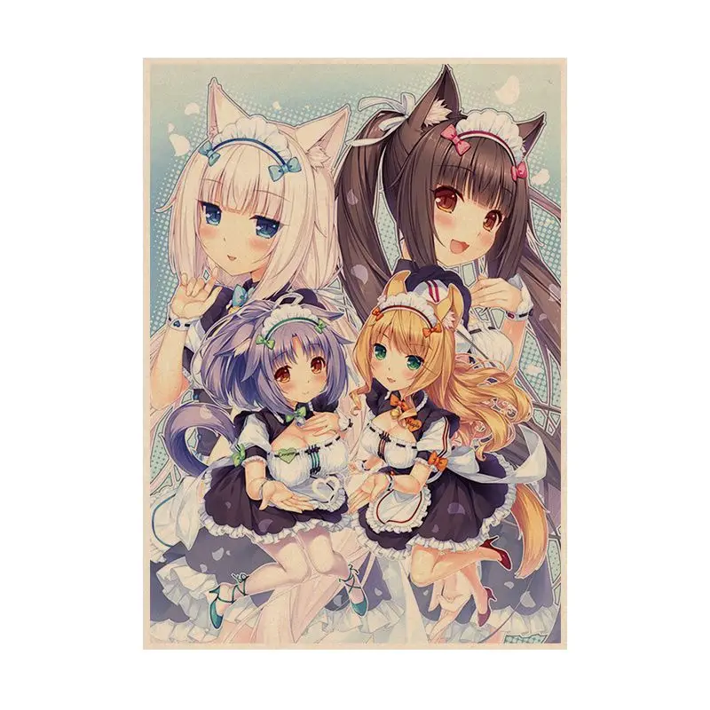 Nekopara Neko Para Chocola Vanilla Anime Classic Anime Poster Whitepaper Sticker DIY Room Bar Cafe Aesthetic Art Wall Painting