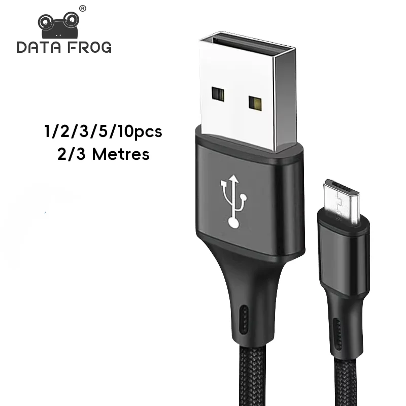DATA FROG 1/2/3/5/10PCS 2M 3M Micro USB Charging Data Cable For PS4 Controller Durable Cable For PS4 Gampad Joystick Game Acc