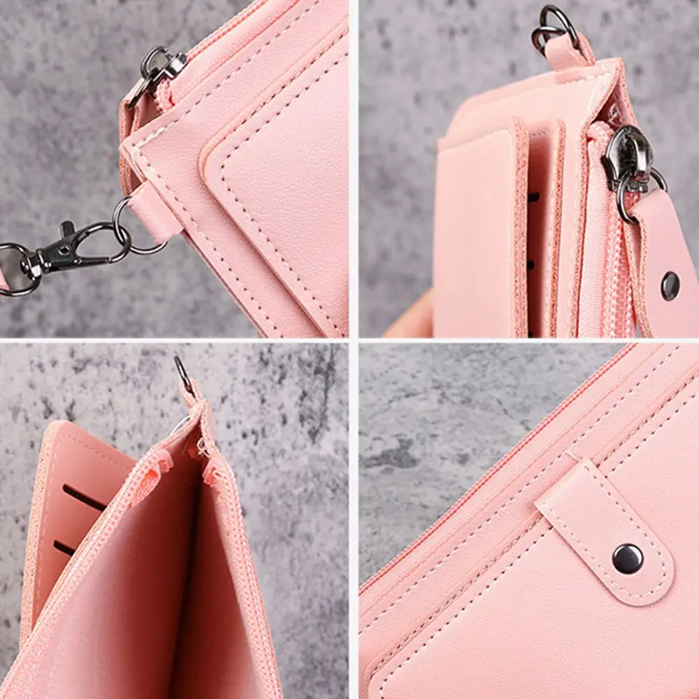 Posição Casual Multi-Card Clutch para Mulheres, Zíper Longo, Couro PU, Borla Dobrável, Porta-Cartão, Porta-moedas, Carteira Feminina, Carteira