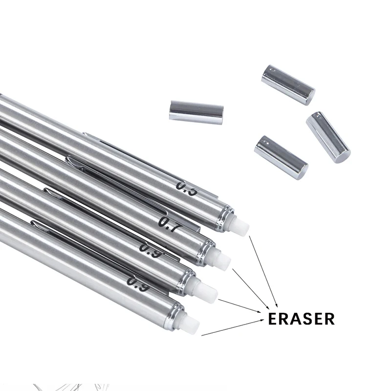 Lápiz automático de Metal con cubierta protectora, 0,3, 0,5, 0,7, 0,9, 2,0mm, núcleo de plomo HB, bocetos, pintura, escritura, suministros de