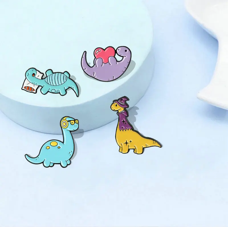 Pins Custom Animals Brooch Lapel Badge Bag Cartoon Jewelry Gift for Kids Friends Cute Dinosaurs Enamel