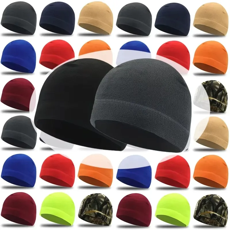 2024 New Men Polar Fleece Cap Winter Warm Beanie Hat Outdoor Sports Skiing Cycling Hat Windproof Soft Beanie Cap Women Ski Hat