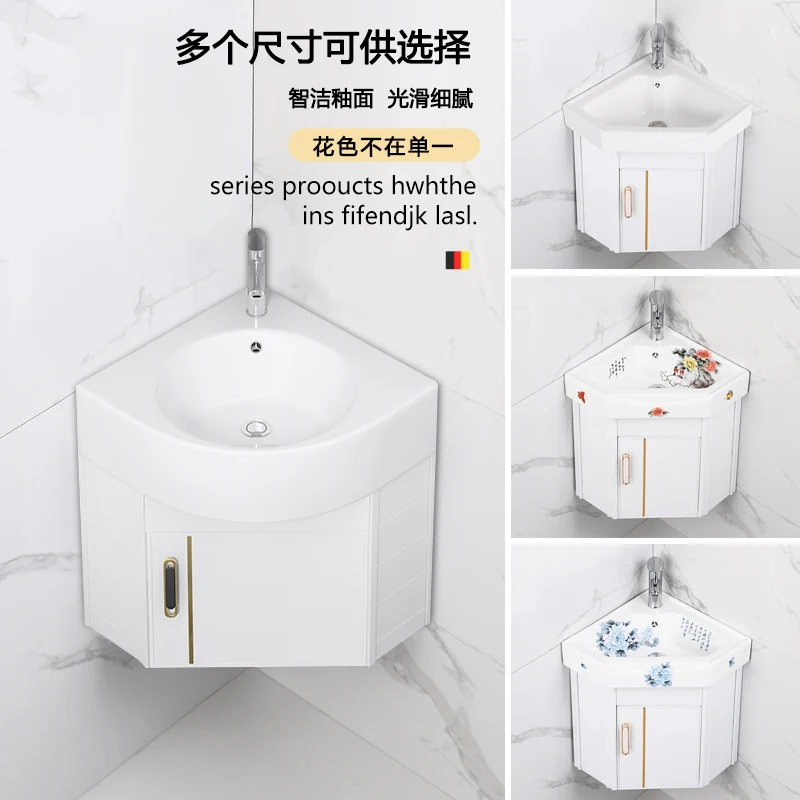 

Triangular wash basin corner bathroom cabinet combination toilet corner washbasin mini wall cabinet small apartment ceramic