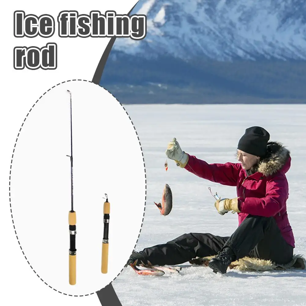 1pcs Shrimp Ice Fishing Rod Hard Carbon Portable Pen Pole Winter Fishing Tackle Angling Gear Fishing Accessory Essential Tool