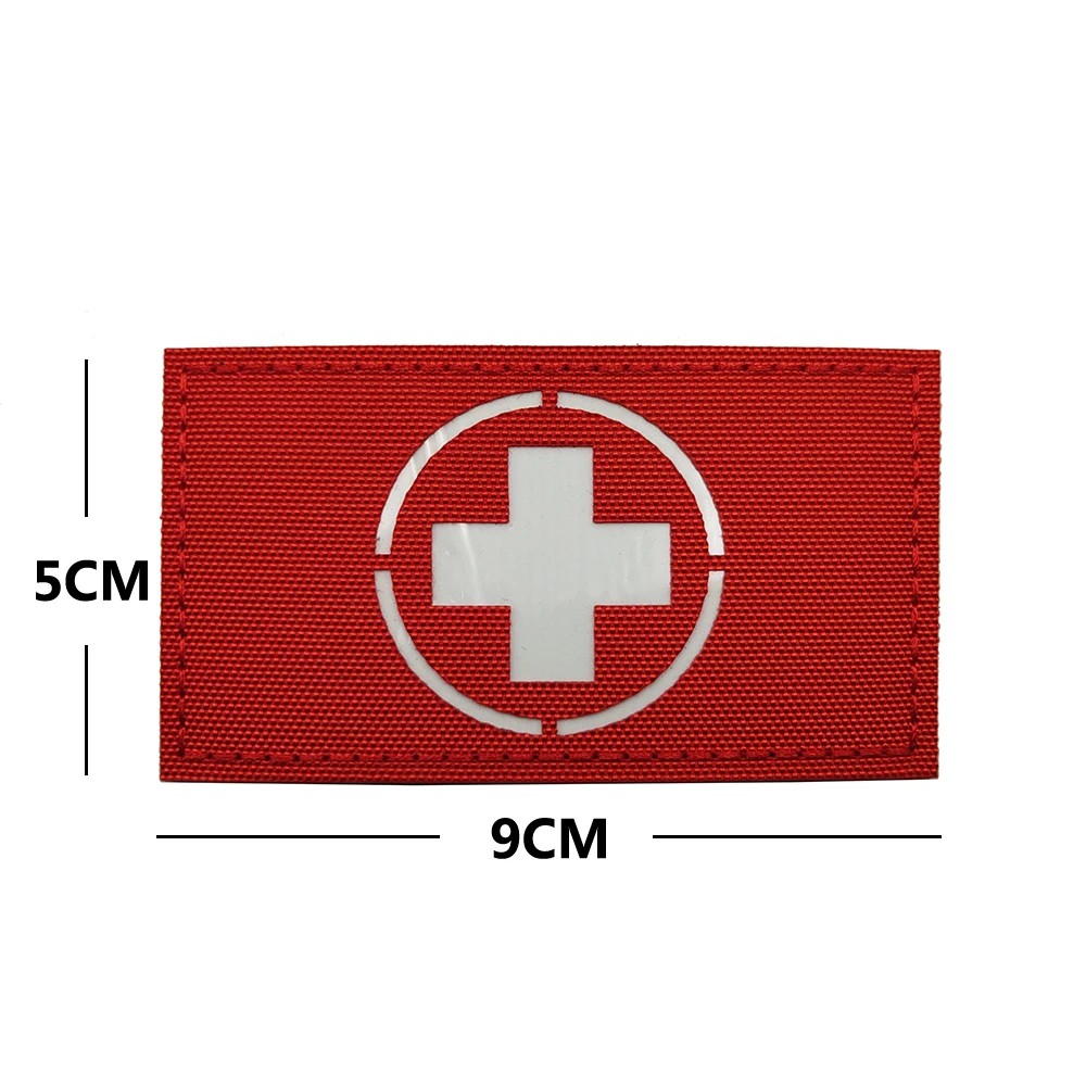 Colore nero Cross Rescue MEDIC Applique abbigliamento luminoso toppe rotonde per borse Doctor Out