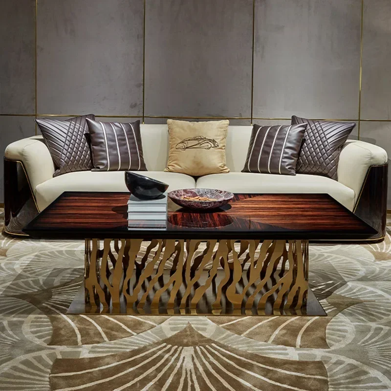 Italian light luxury solid wood coffee table
