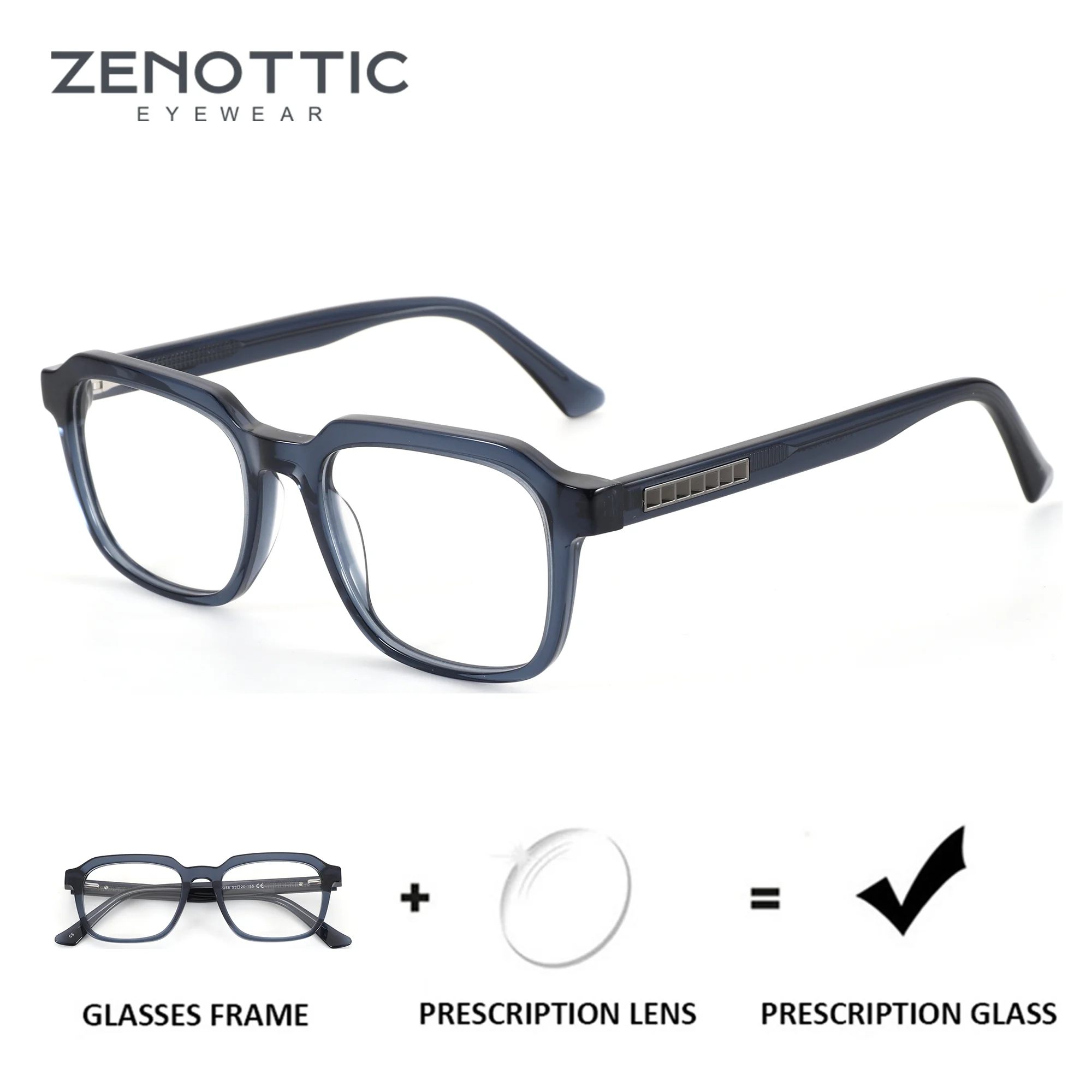 zenottic-l-サイズ-正方形アセテート処方メガネ近視度付き男性女性用フォトクロミック光学眼鏡