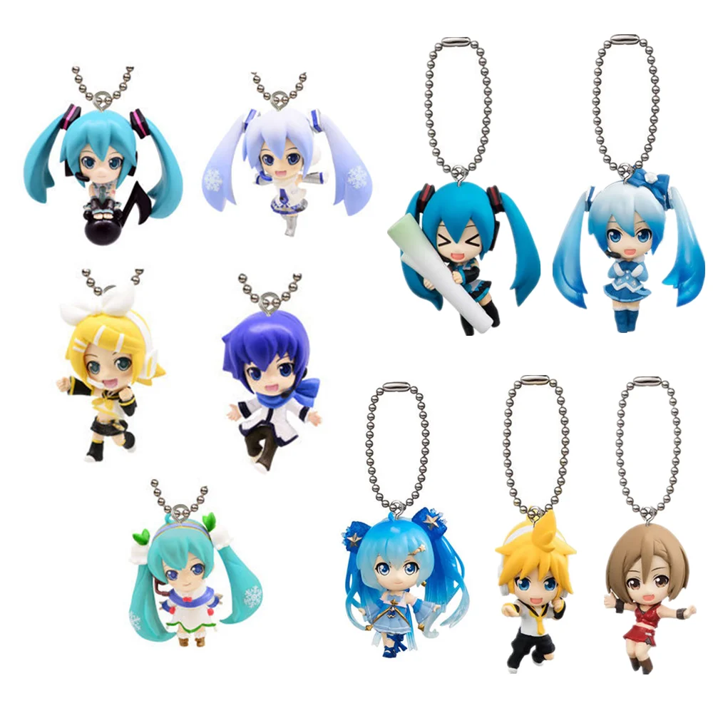 LLavero de estilo aleatorio de 5cm para niños, llaveros Kawaii de nieve, versión Q, figura de Anime, Hatsune, Miku, mochilas, colgantes, bolsa, regalos