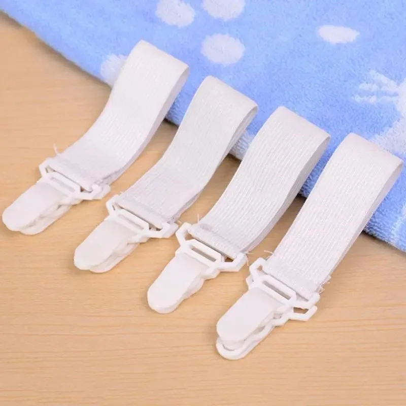 2-12pcs White  Adjustable Bed Sheet And Quilt Holder For Bed Sheet Organizer Mattress Cover Clip For Home Elastic