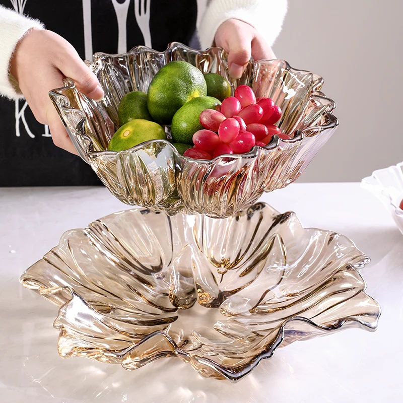 

Fruit plate living room home coffee table high value Internet celebrity crystal glass dessert plate light luxury high-end candy