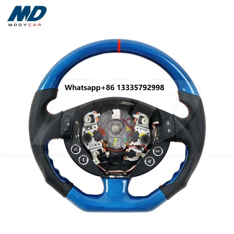 

Blue Carbon Fiber Steering Wheel for 2007-2015 Maserati Granturismo Grancabrio Gt Gts Gc (Wrapped Carbon)
