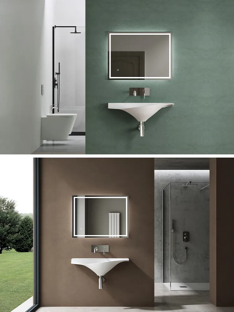 Art hand wash narrow basin artificial stone integrated wall-mounted washbasin bathroom wall-mounted basin