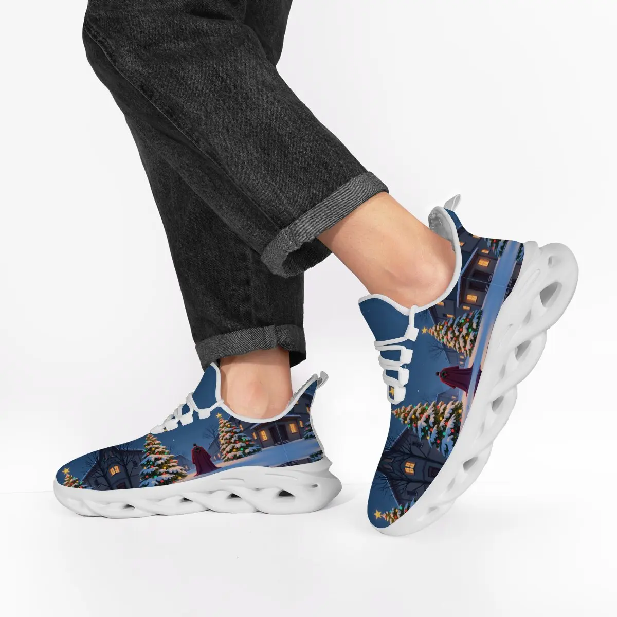 

Outdoor Sports Lace-up Training Sneakers Fleece Lined Christmas Night Scene Sneakers Comfortable Men Sports Shoes for Man