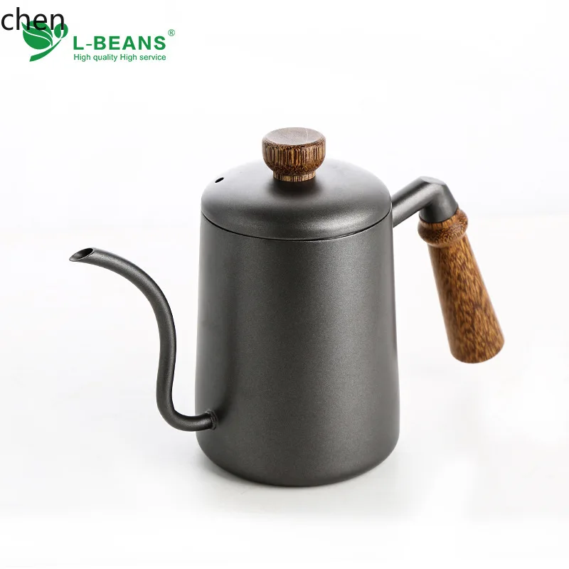 YFY wooden handle coffee pour-over kettle - stainless steel gooseneck dripper with lid - perfect for drip  and pour-over method