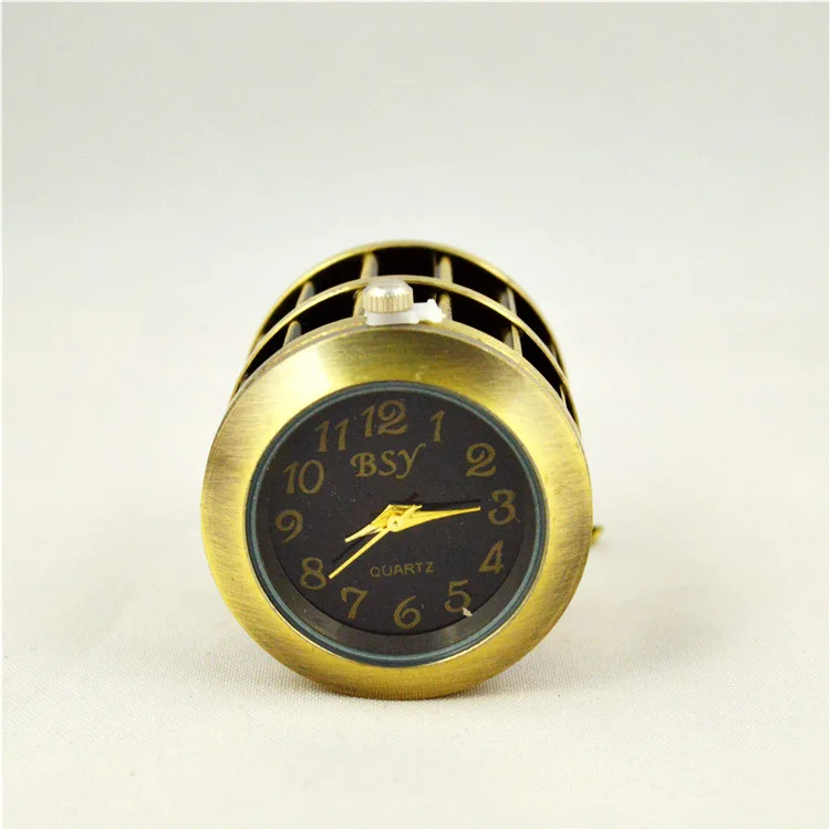 Vintage Bronze Carving Quartz Pocket Watch for Men Engraved Hollow Bird Cage Case Fob Chain Clock for Collection Gift Display