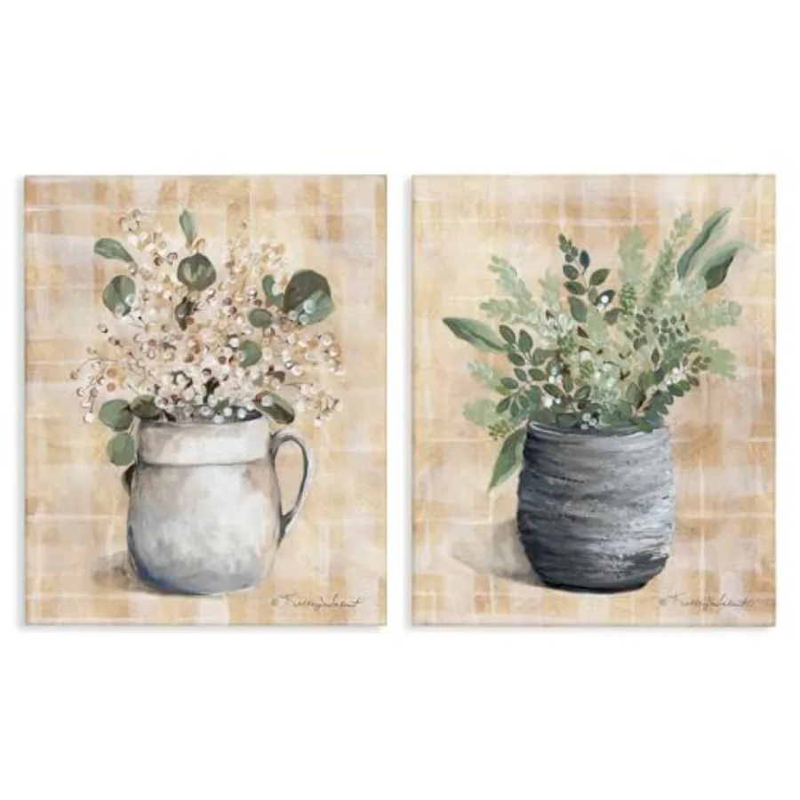 

Traditional Flowers Pitcher Pot 2 pc Canvas Wall Art Set Design by Kelley Talent