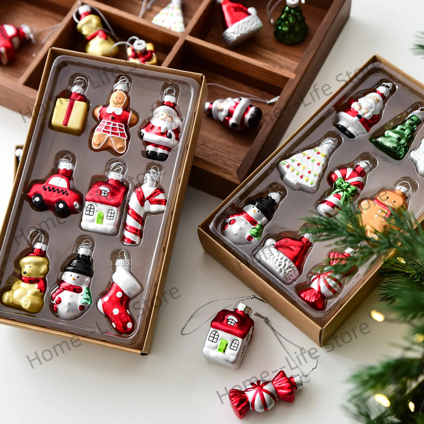 

Christmas Glass Snowman Old Man Set Decoration Hanging Christmas Tree Decoration Christmas Window Living Room Decoration