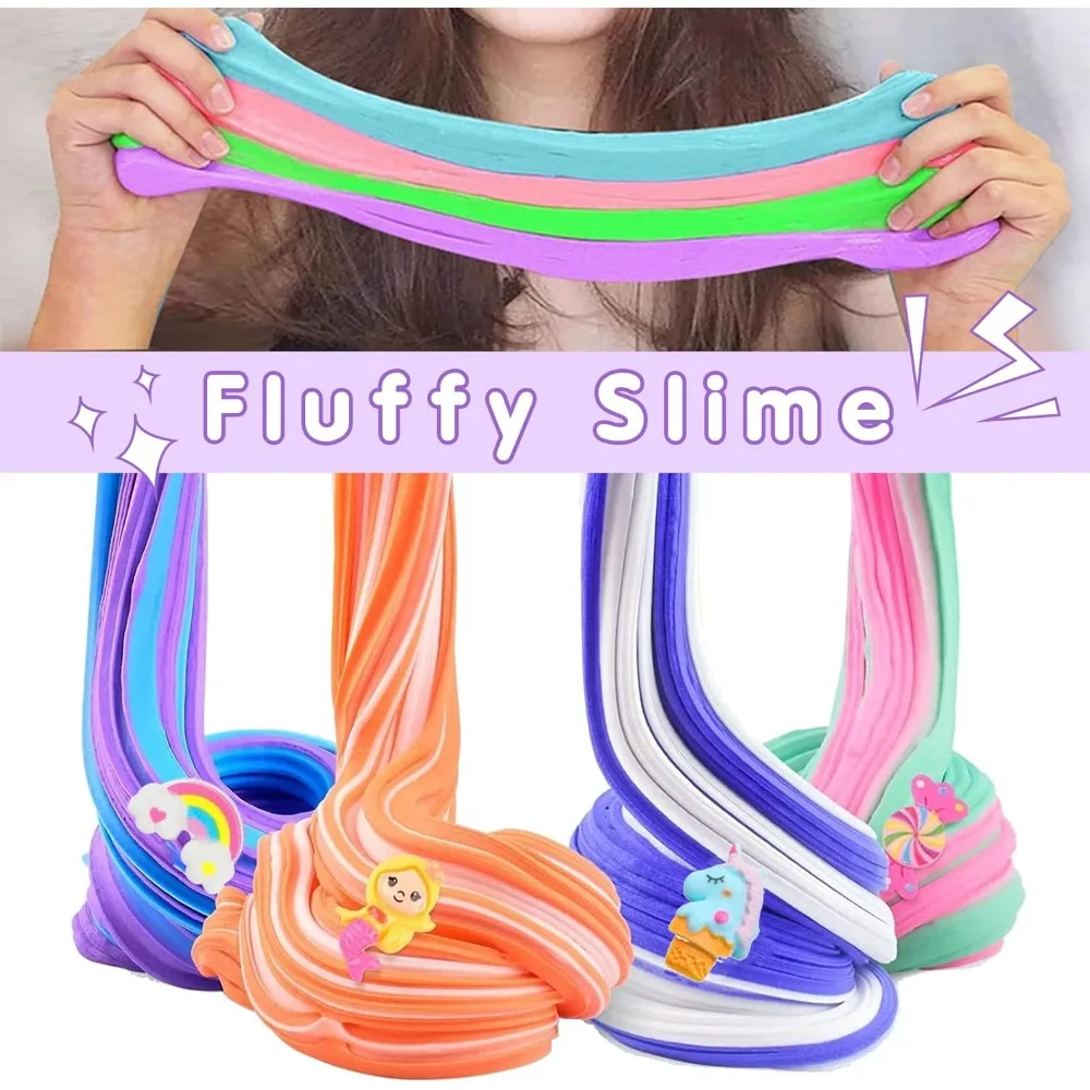 Kit di melma al burro Confezione da 6 bomboniere per bambini Giocattolo colorato antistress per ragazze Morbido giocattolo a sorpresa di melma fai-da-te con regalo di fascino