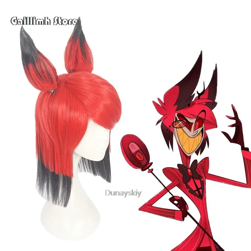 2025 yiyiNew Hazbin Hotel ALASTOR Pelucas de cosplay Accesorios para el cabello Halloween Carnaval Disfraces de Navidad Accesorios