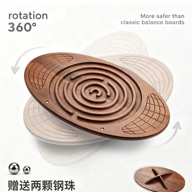 Wooden Maze Balance Curved Seesaw Board Kids Sensory Integration Training Puzzle Toy Indoor Home Sports Entertainment Autism