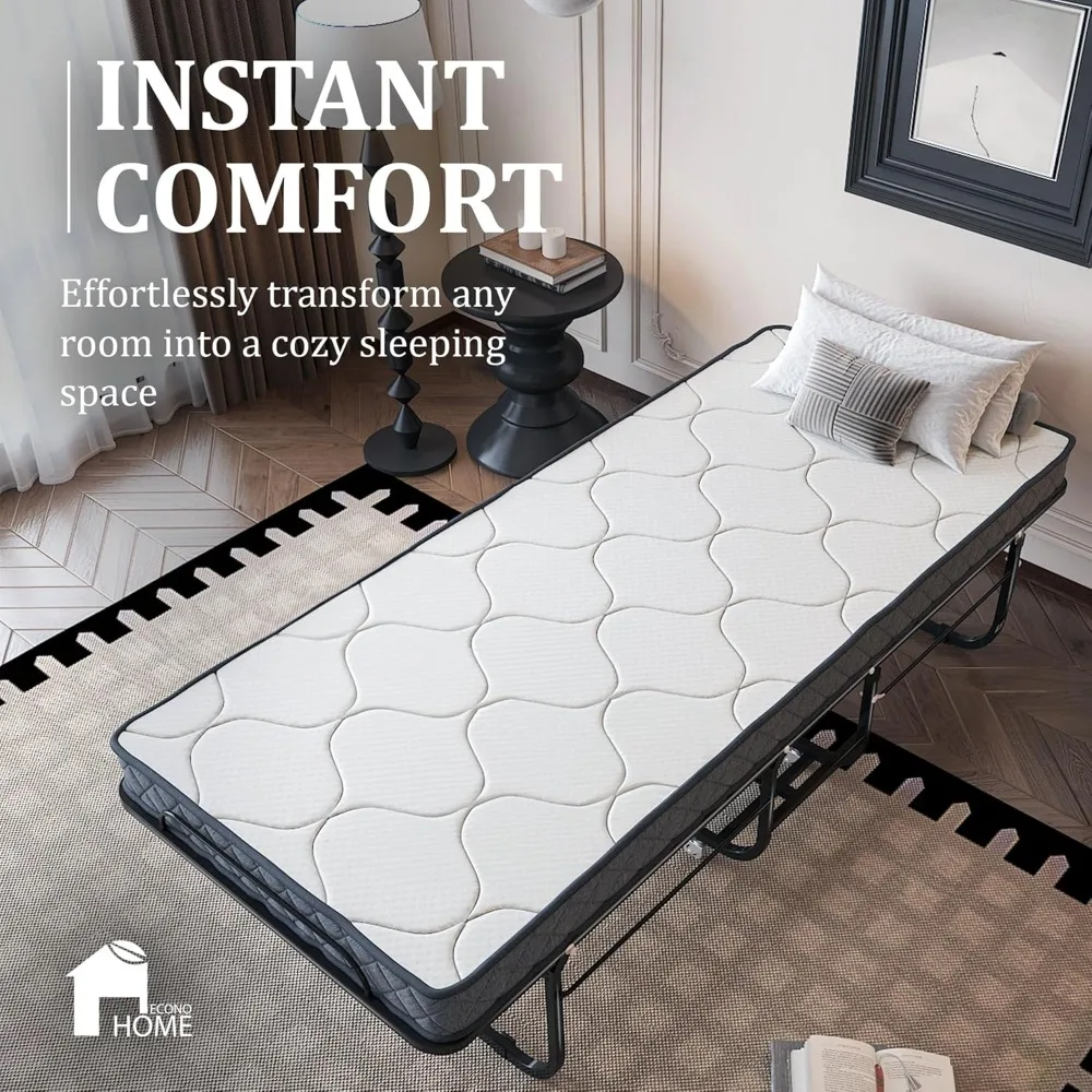 سرير فاخر قابل للطي مع مرتبة إسفنجية الذاكرة - إطار بحجم سرير أطفال 75 × 31 - سرير ضيوف محمول فاخر مع 5 بوصات