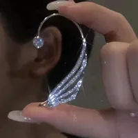 Sparkling Zircon Flower Butterfly Ear Bone Clip for Women Without Piercing Tassel Ear Cuff Clip Earrings Wedding Jewelry