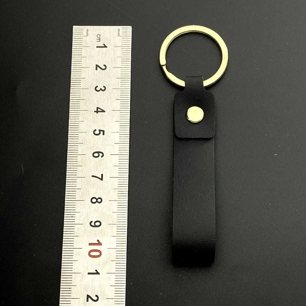 Personalized Creative Simple PU Leather Metal Keychain Bag Accessories Pendant Solid Color Car Anti Loss Key Ring Women Men Gift - Detail 1