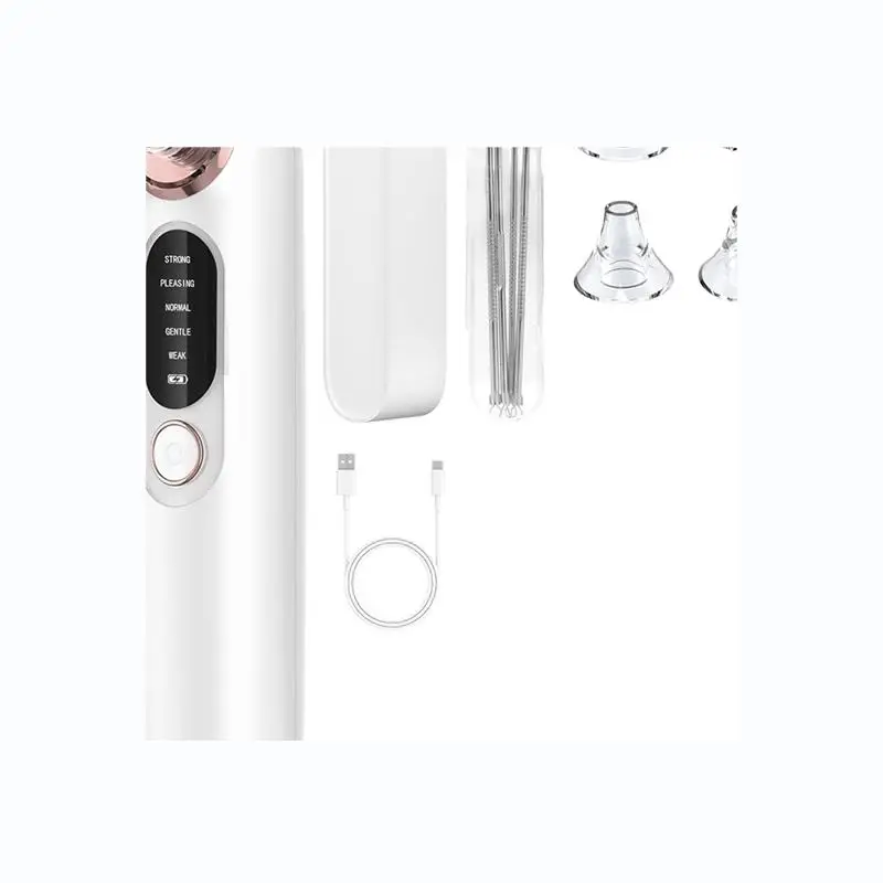 -A65I Limpiador de poros faciales Removedor de espinillas para pieles sensibles con kit de acero inoxidable de 4 cabezales extraíbles