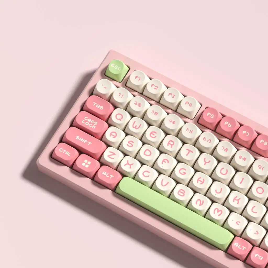 130 Keys MOA Profile Custom Minimalist Style Keyboard Keycaps Pink Double Shot PBT Keycaps for MX Switches Mechanical Keyboards