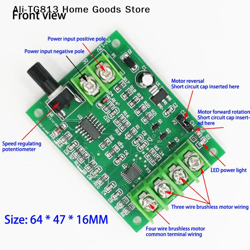 Picture 4: [TG813]Hard Drive Motor 3/4 Wire 7V-12V Brushless DC Motor Driver Controller Board With Reverse Voltage Over Current Protection