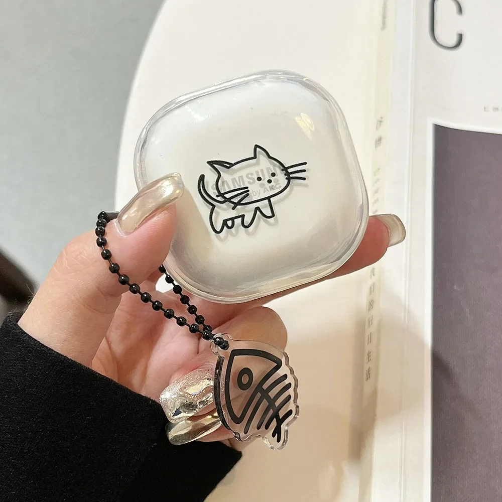 Korean Cat Rabbit Transparent Earphone Case For Samsung Galaxy Buds 2 Pro Buds Live Soft Silicone Cover For Galaxy Buds Pro FE