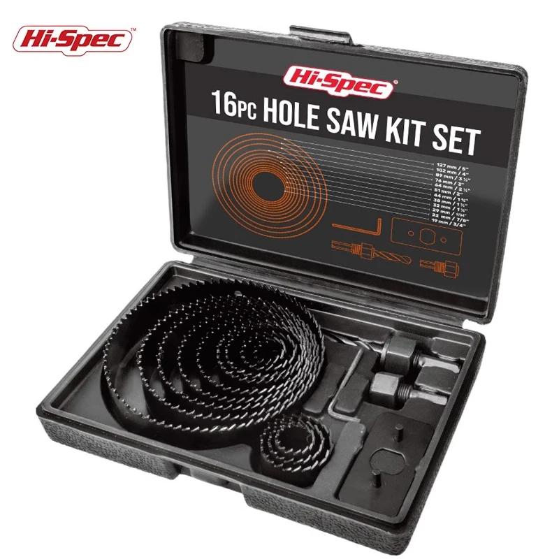 

Hi-Spec 16 Pieces Steel Round Hole Drill Bit Set Woodworking Hole Opener For Plastic Plywood Board Fluting Board Tool Kit Set