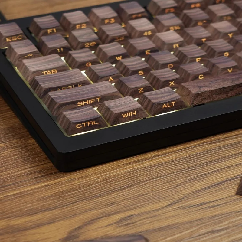 Wood Grain PBT Keycap Set for Mechanical Keyboard,Cherry Profile,South-faced Characters for Backlight,Front Legends