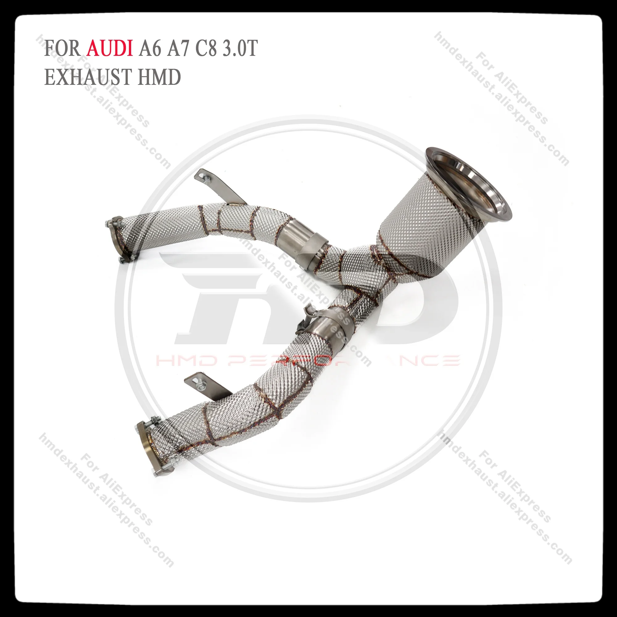 

HMD Exhaust System High Flow Performance Downpipe for Audi A6 A7 C8 3.0T Car Accessories Without Catalytic Header