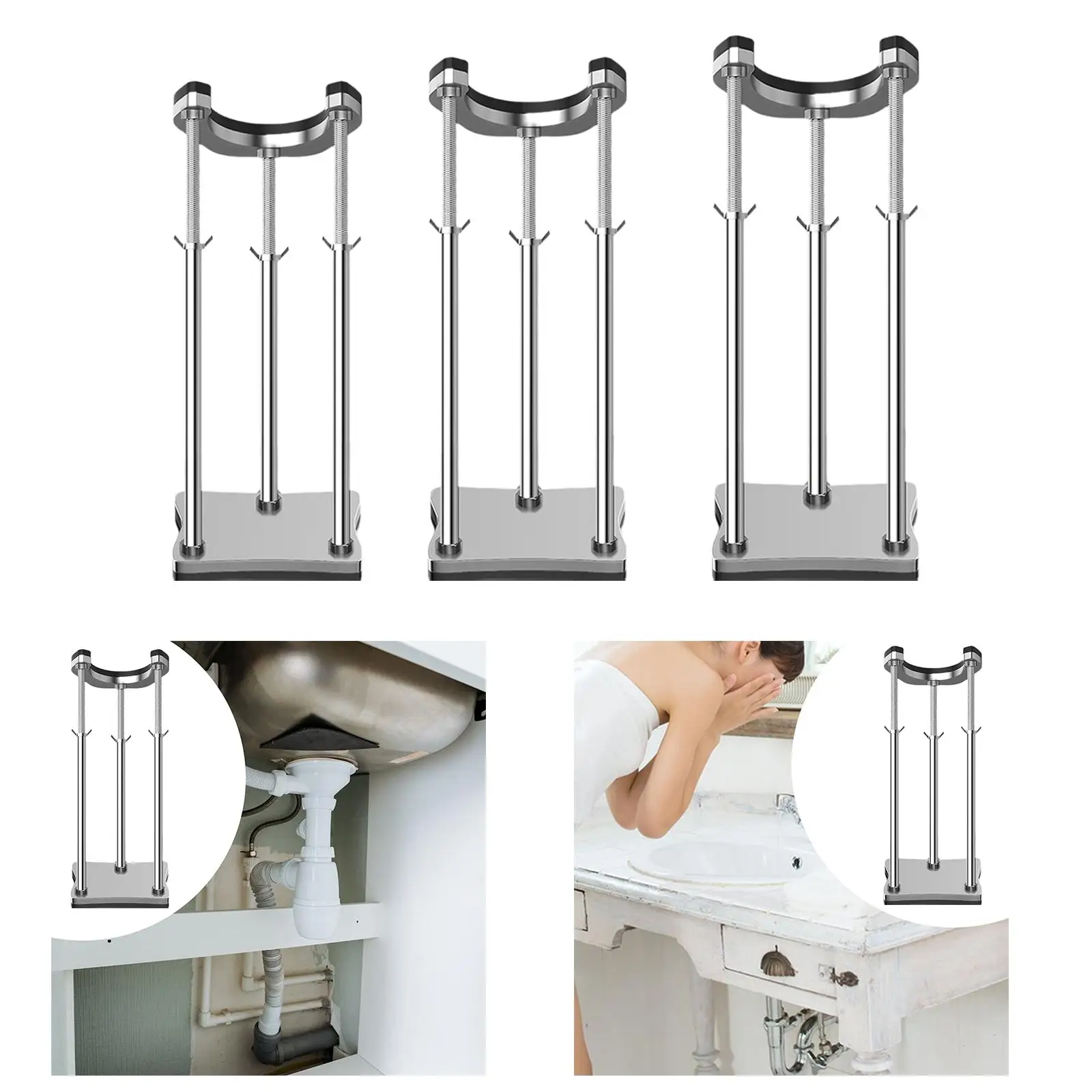 

Монтажные кронштейны для раковины Undermount Подставка для крепления раковины Undermount Стабильная опора для умывальника Противоскользящая портативная регулируемая высота