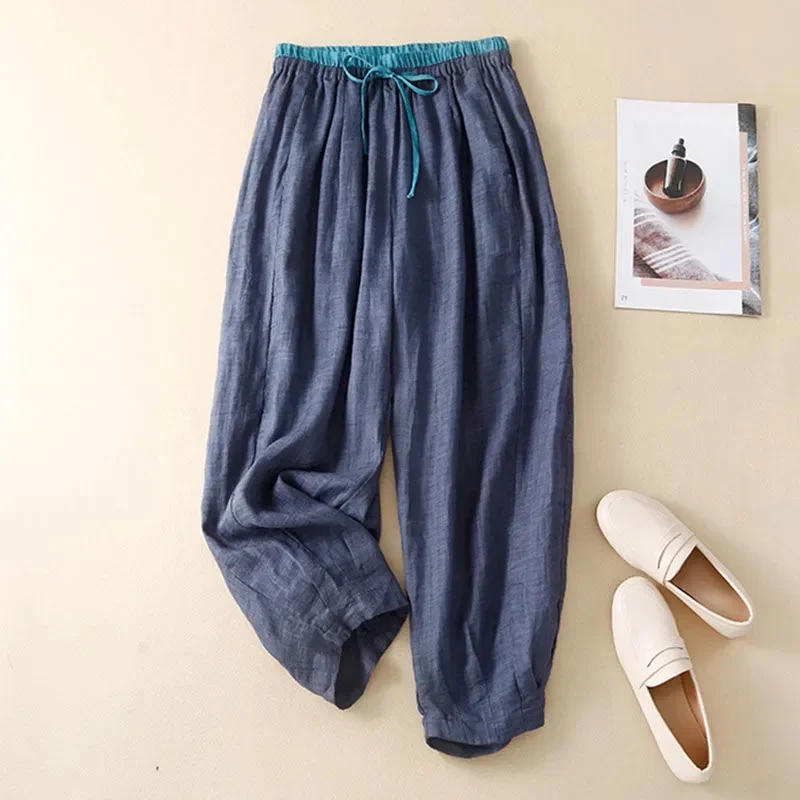 

Винтажные женские брюки-палаццо свободного кроя с эластичным поясом, элегантные, для работы, оверсайз