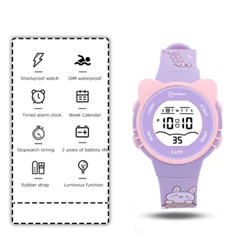 UTHAI Çocuk Izle Kızlar Sevimli Karikatür Elektronik Saatler Su Geçirmez çalar saat Çok Fonksiyonlu Erkek Öğrenci Kol Saati hediye