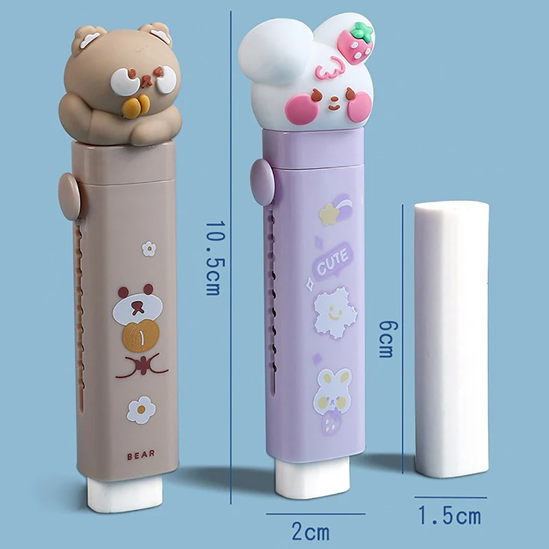 Cat Paw Shaped Erasers Retractable Pen Eraser Stick And Refills Cute Rubber For Kids Students School Office Stationery Cat