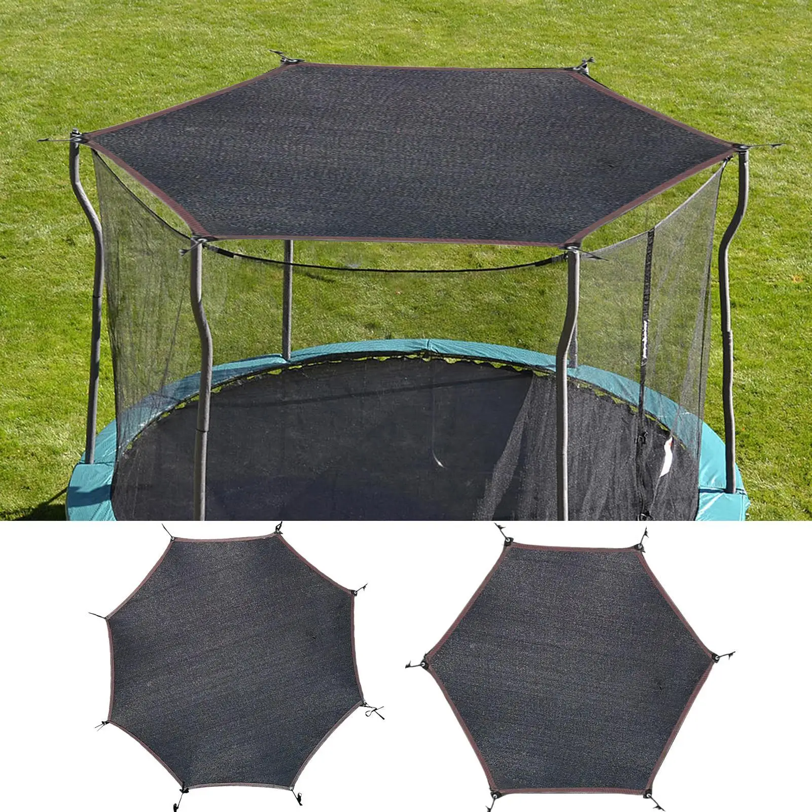 Filet pare-soleil pour trampoline de 6 à 14 pieds, auvent, couverture supérieure pour trampoline, housse de protection pour trampoline, filet solaire adapté aux modèles à 6/8 barres