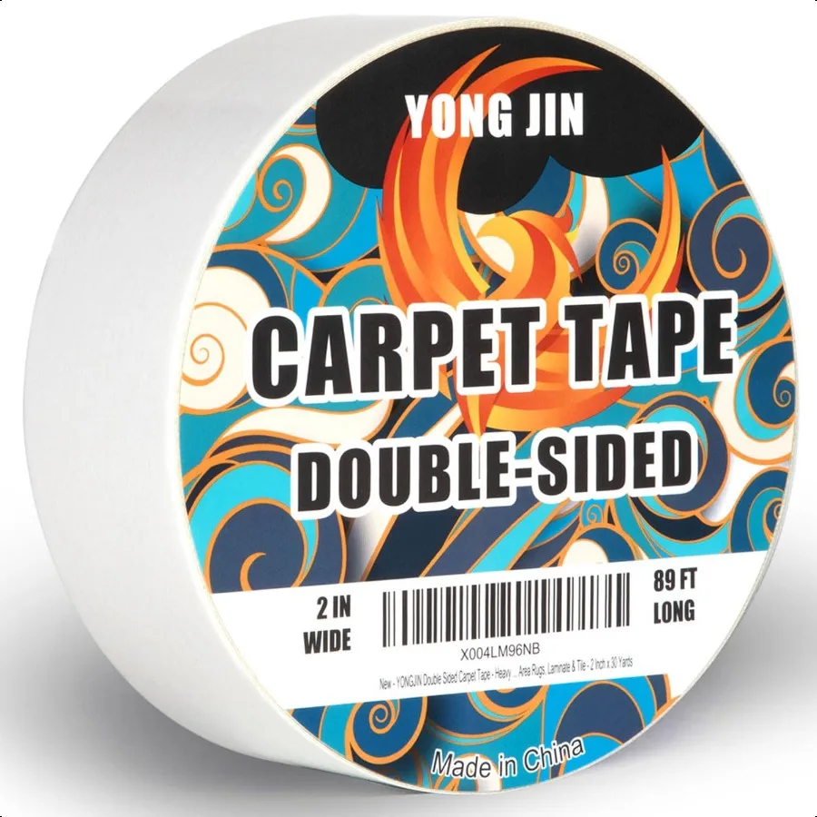 

Double Sided Carpet Tape Heavy Duty Rug Tape Gripper for Hardwood Floors No Damage Secures Area Rugs Laminate and Tile 2 Inch x