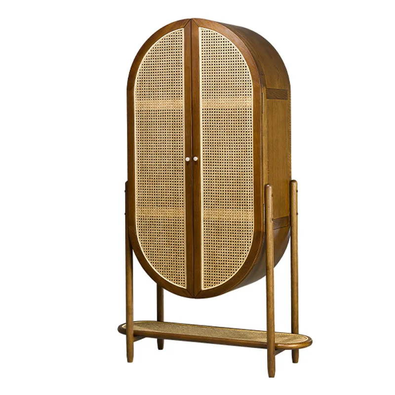 

t modern simple homestay display cabinet rattan dining side cabinet round arch vertical cabinet decorative designer