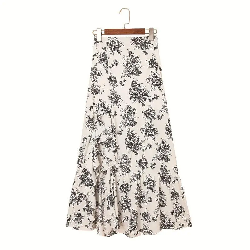 N Sle Floral Impressão Assimétrica Ele f Saia Primavera Verão Nova Chegada Faionable Saia Feminina