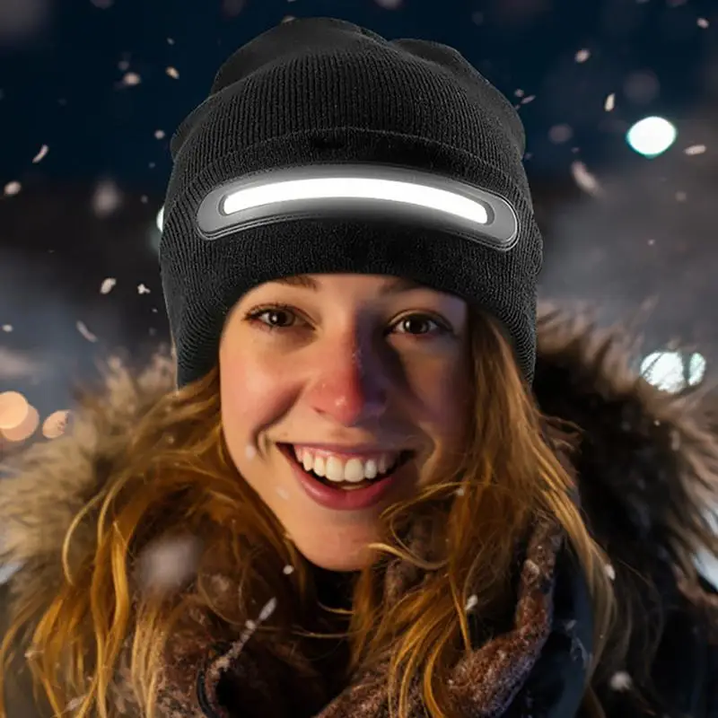 

electric Beanies Hat LED Beanie With The Light Night Scope USB Rechargeable Unisex Beanie With Headlamp Winter Hat For Man Woman