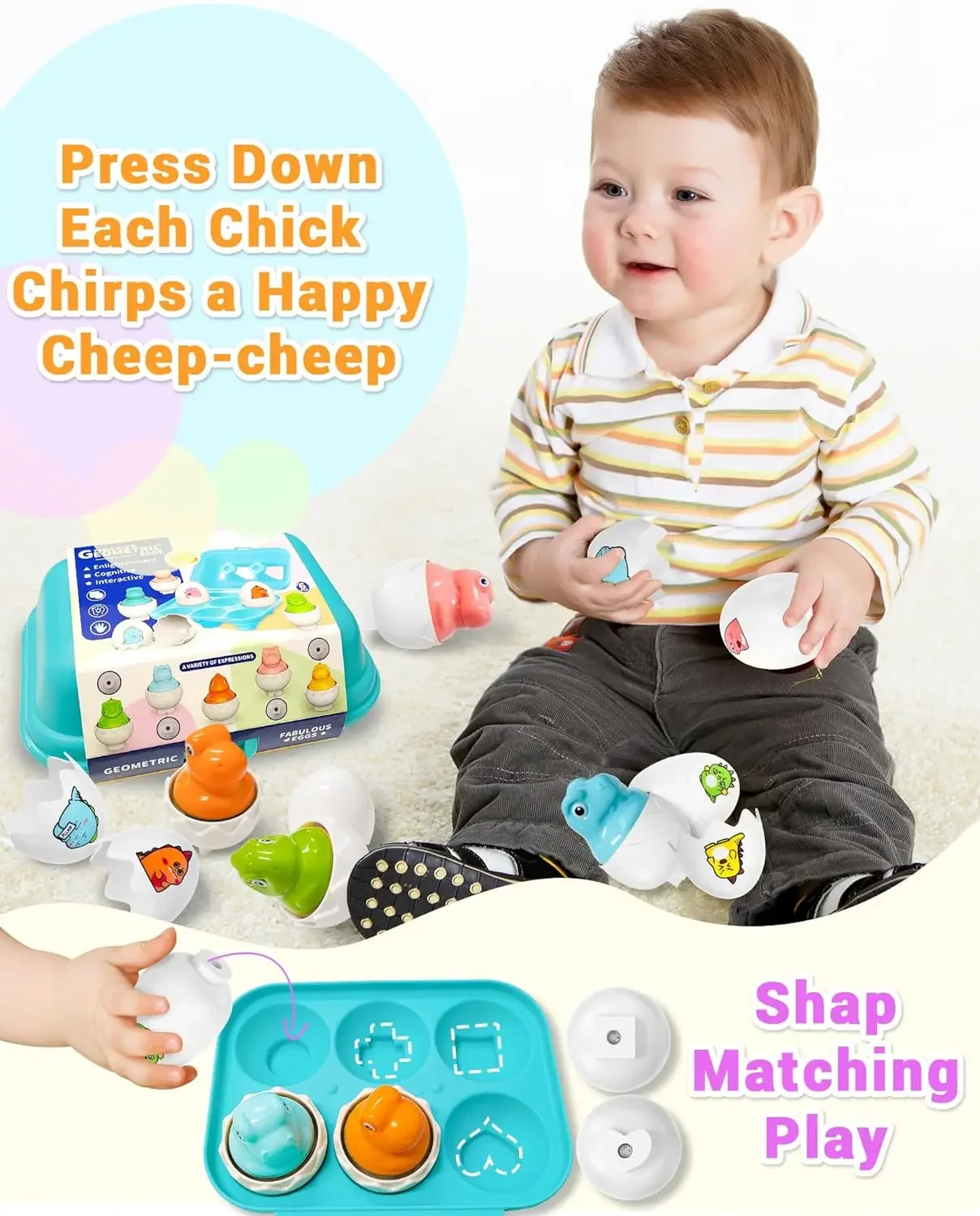 Montessori Toys Color Matching Eggs Puzzle Shape Cognition Early Educational Easter Gifts for Kids Boys Girls