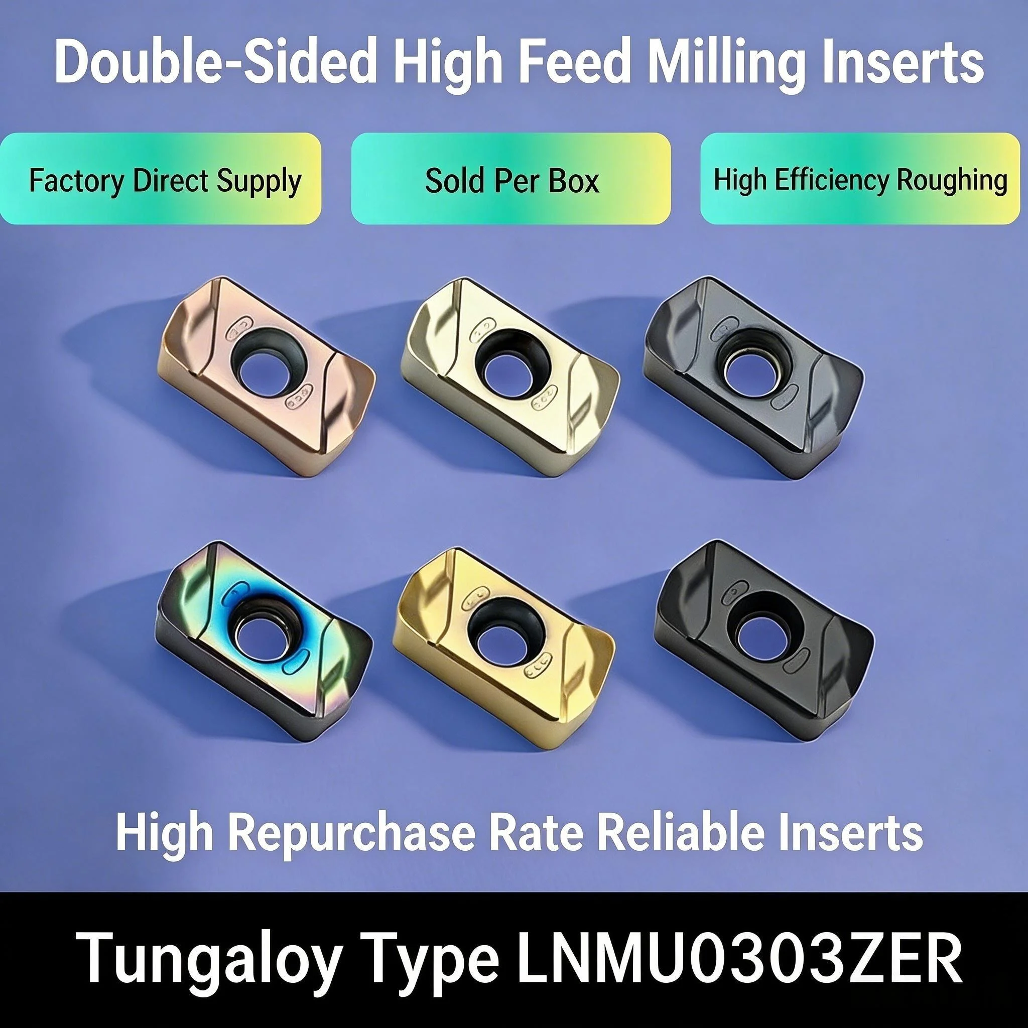 LNMU0303ZER Double Sided High Feed Milling Inserts Carbide Turning Insert For Stainless Steel Carbon Steel Hardened Steel CNC