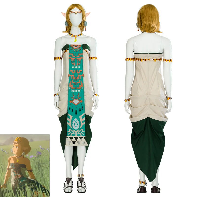 

Game Tears Kingdom Legend Zelda Sonia Cosplay Princess Costume With Accessories Golden Wigs Halloween Masquerade Party