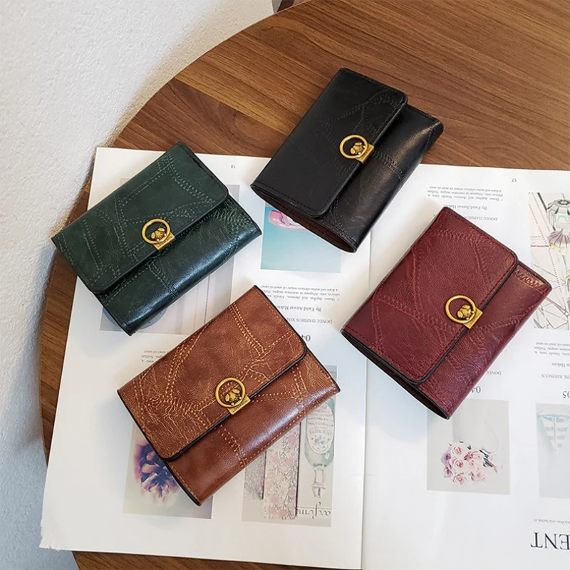 

Korean Style Fashionable and Simple Women's Short Wallet with Three Fold Small Wallet Women's Large Capacity Zero Wallets