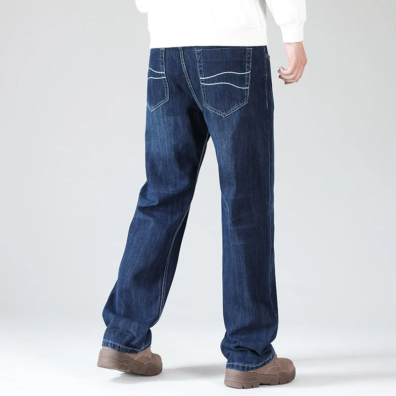 40 42 44 46 48 Plus Size Fat Guy Cotton Jeans High Quality Denim Retro Casual Men's Straight Loose Midweight Jeans Baggy Pants