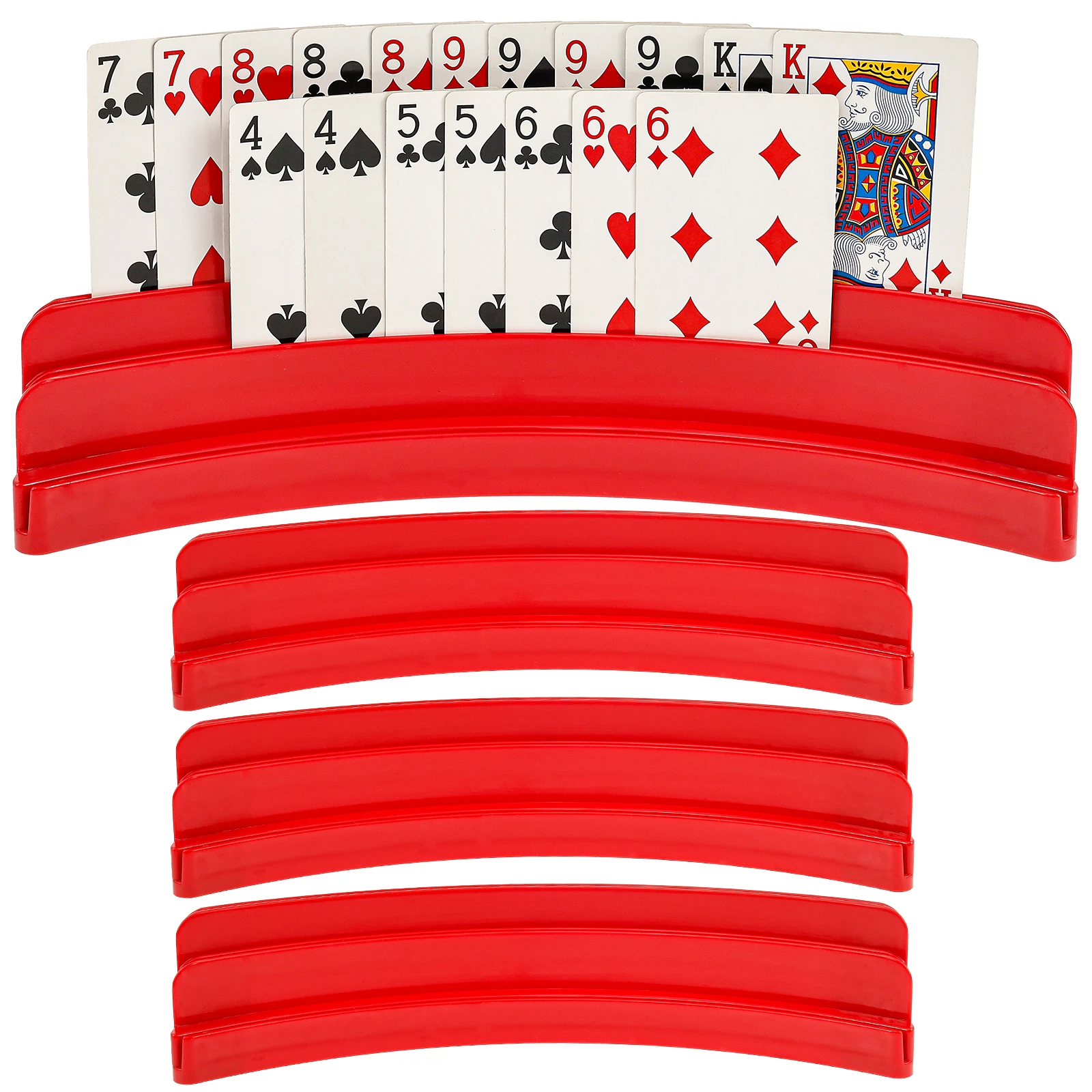 

4Pcs Plastic Curved Playing Cards Holder Non Slip Hand Free Lazy Poker Base Stand Party Cards Games Accessories For Children