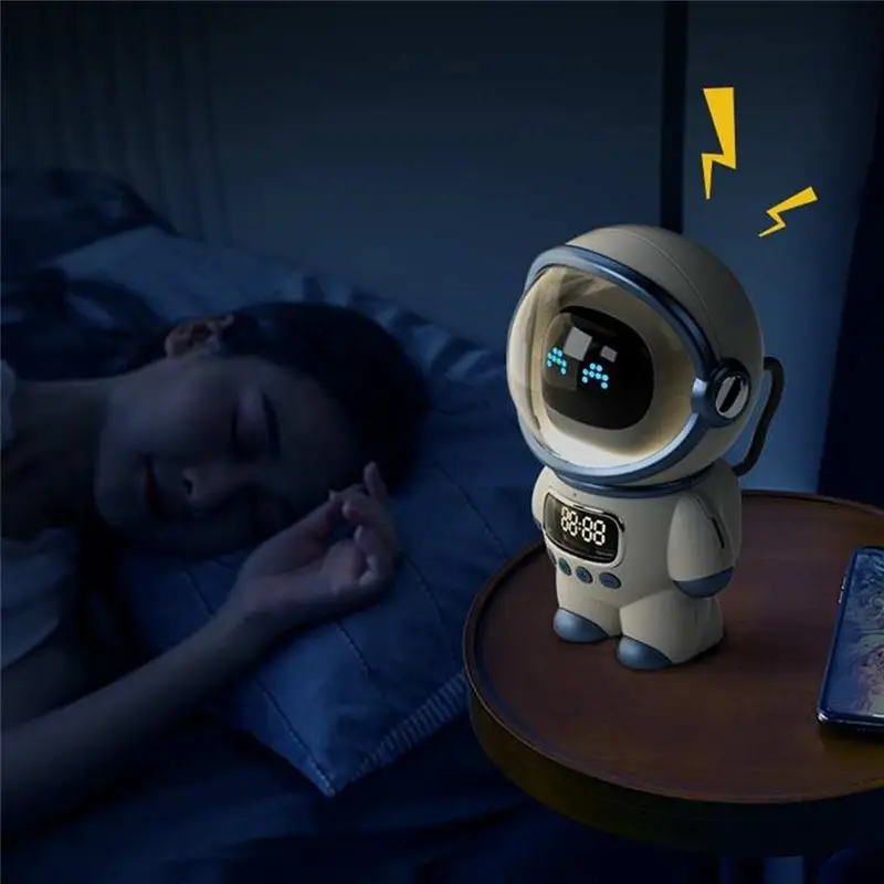 DT75BG Astronaut Smart Bluetooth Speaker AI Voice HiFi Audio Desktop Multifunctional Audio New Digital Alarm Clock FM Radio,A